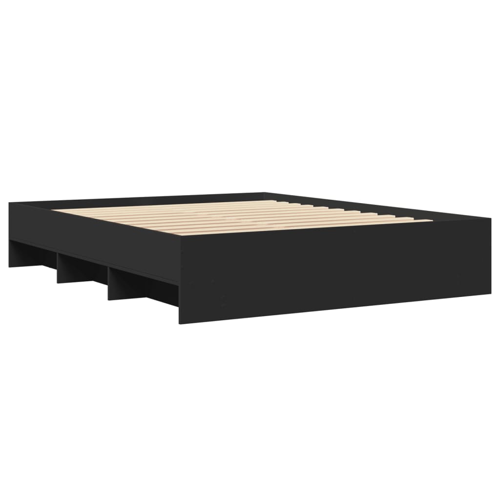 Bed Frame Black 150x200 cm King Size Engineered Wood