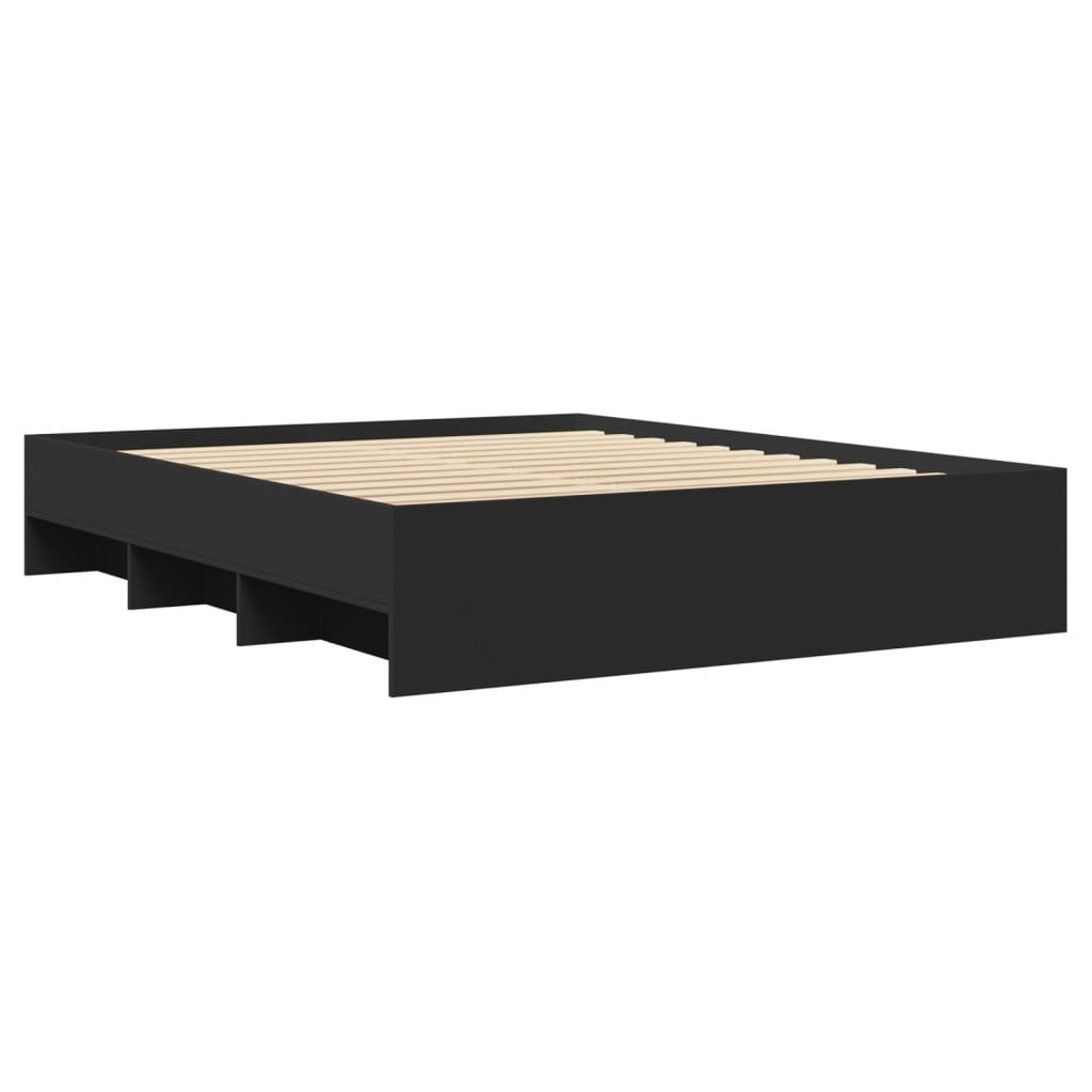 Bed Frame Black 150x200 cm King Size Engineered Wood