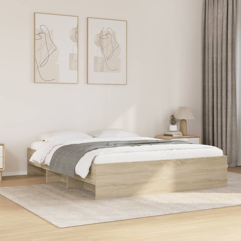 Bed Frame without Mattress Sonoma Oak 150x200 cm King Size Engineered Wood