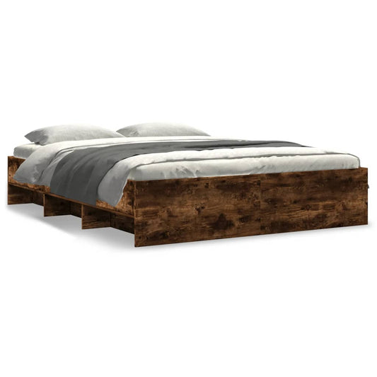 Bed Frame Smoked Oak 150x200 cm King Size Engineered Wood