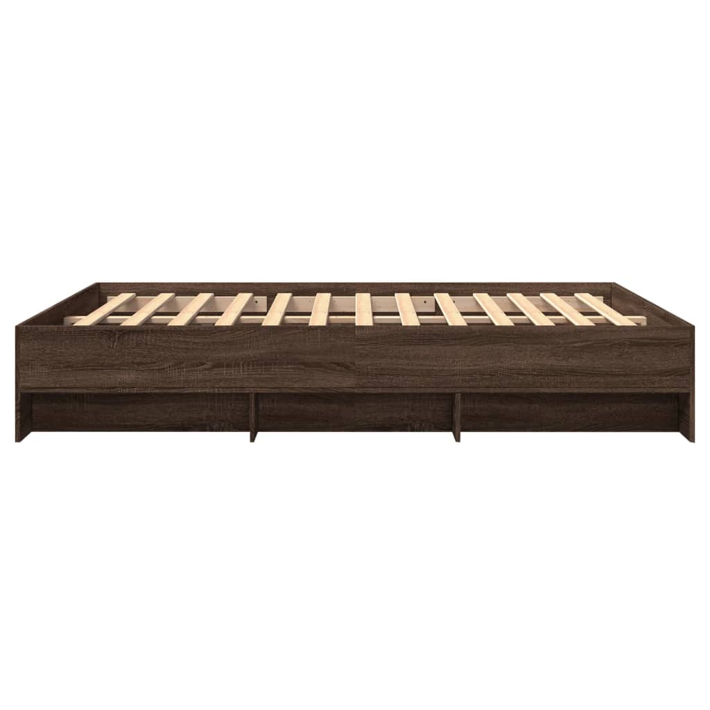 Bed Frame without Mattress Brown Oak 150x200 cm King Size Engineered Wood