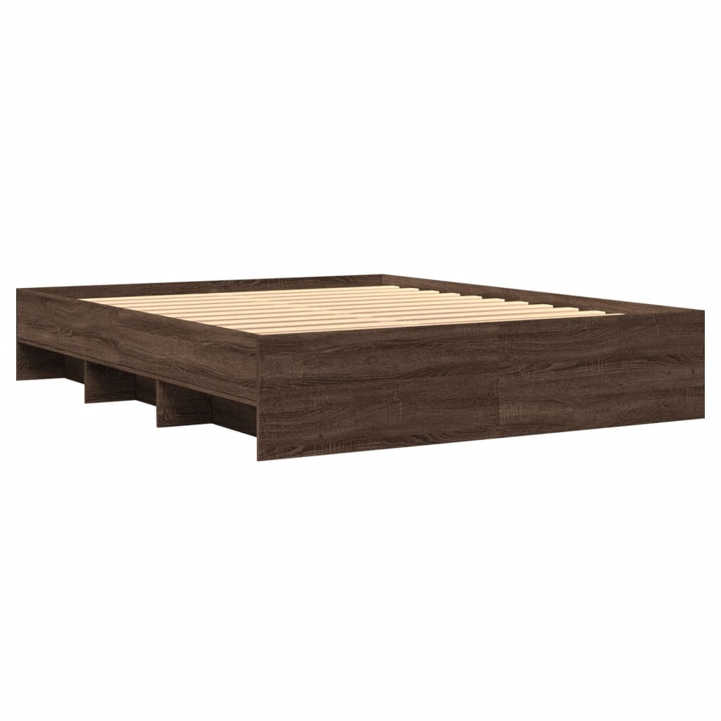 Bed Frame without Mattress Brown Oak 150x200 cm King Size Engineered Wood