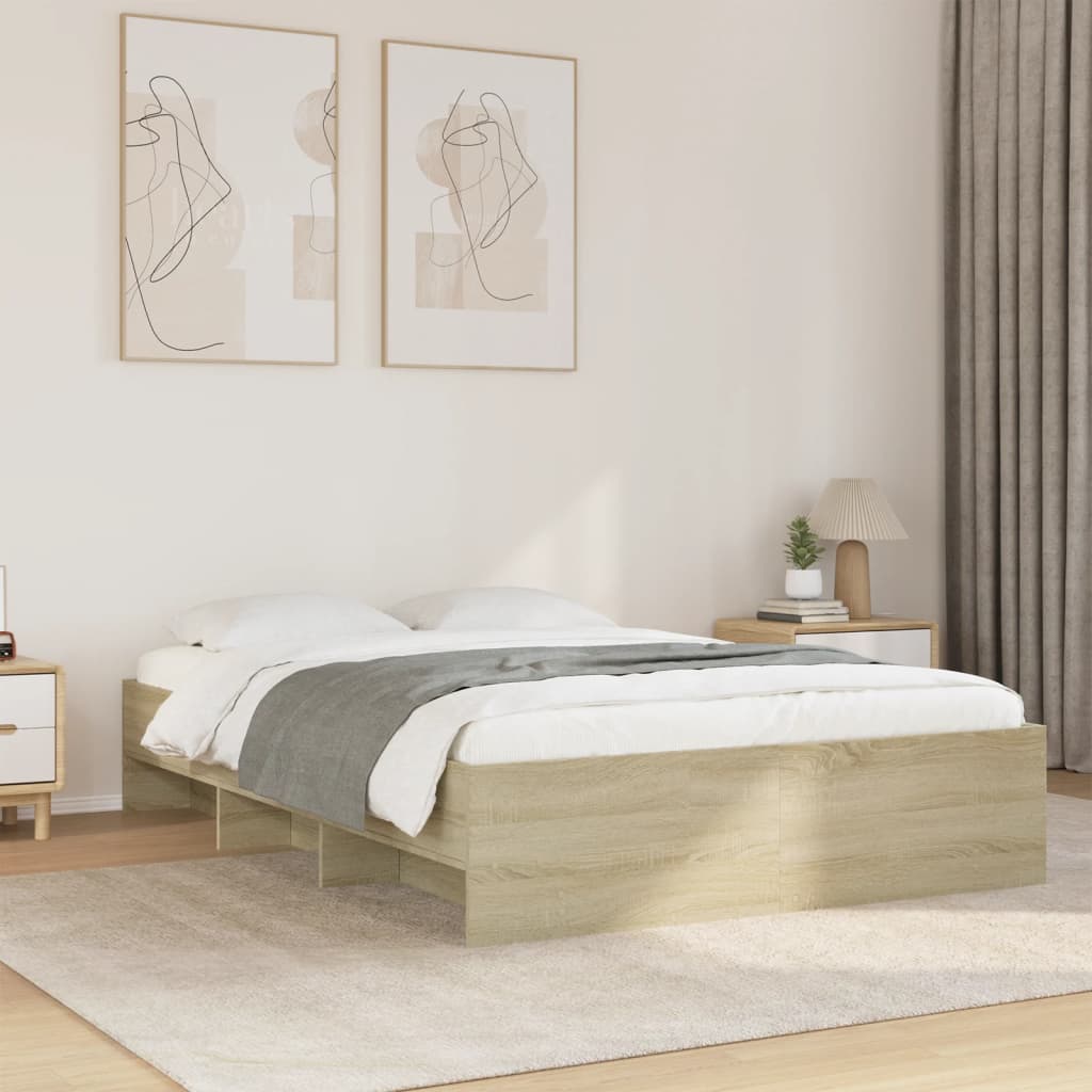 Bed Frame Sonoma Oak 140x200 cm Engineered Wood