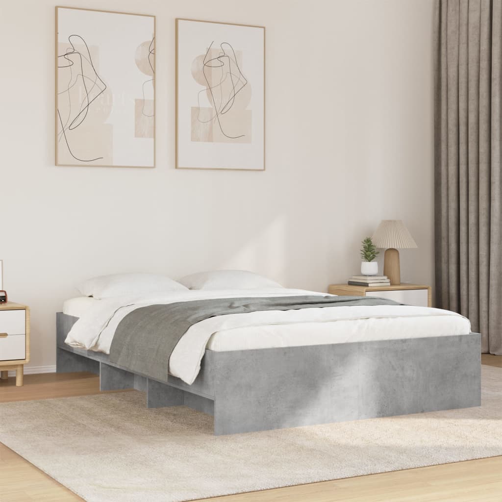 Bed Frame without Mattress Concrete Grey 140x200cm Engineered Wood