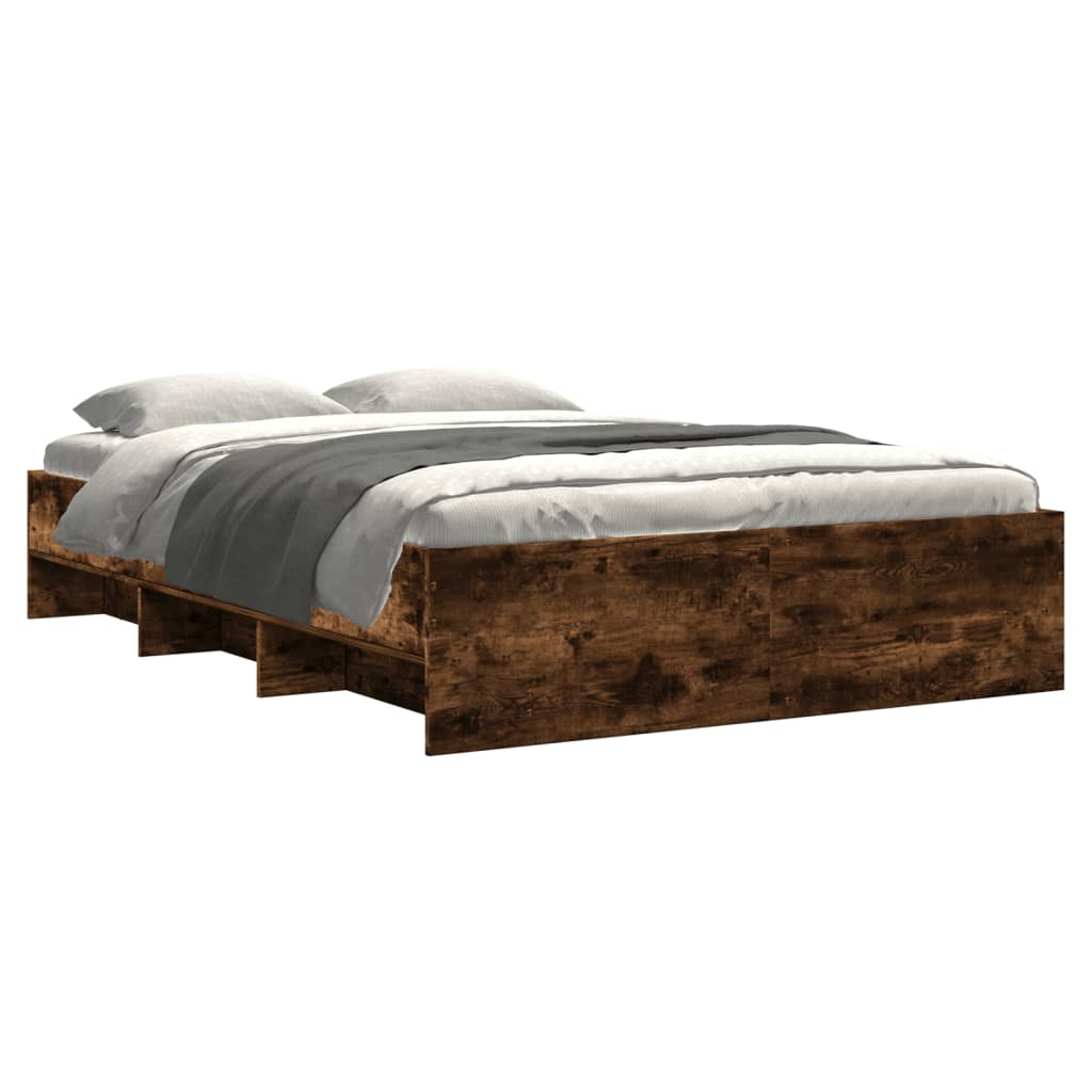 Bed Frame without Mattress Smoked Oak 140x200 cm Engineered Wood