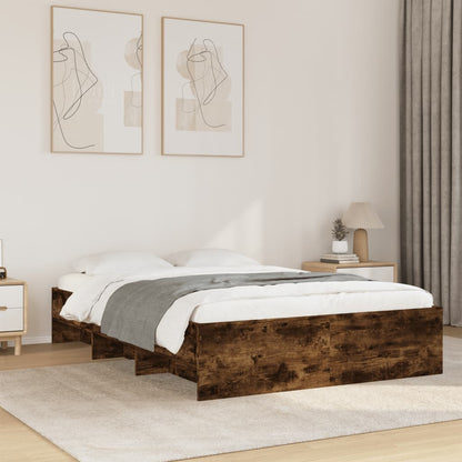 Bed Frame without Mattress Smoked Oak 140x200 cm Engineered Wood