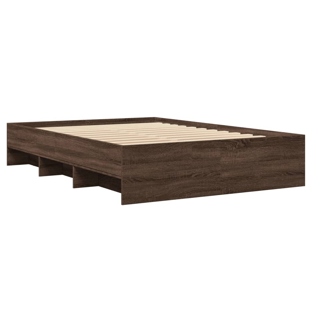 Bed Frame Brown Oak 140x200 cm Engineered Wood