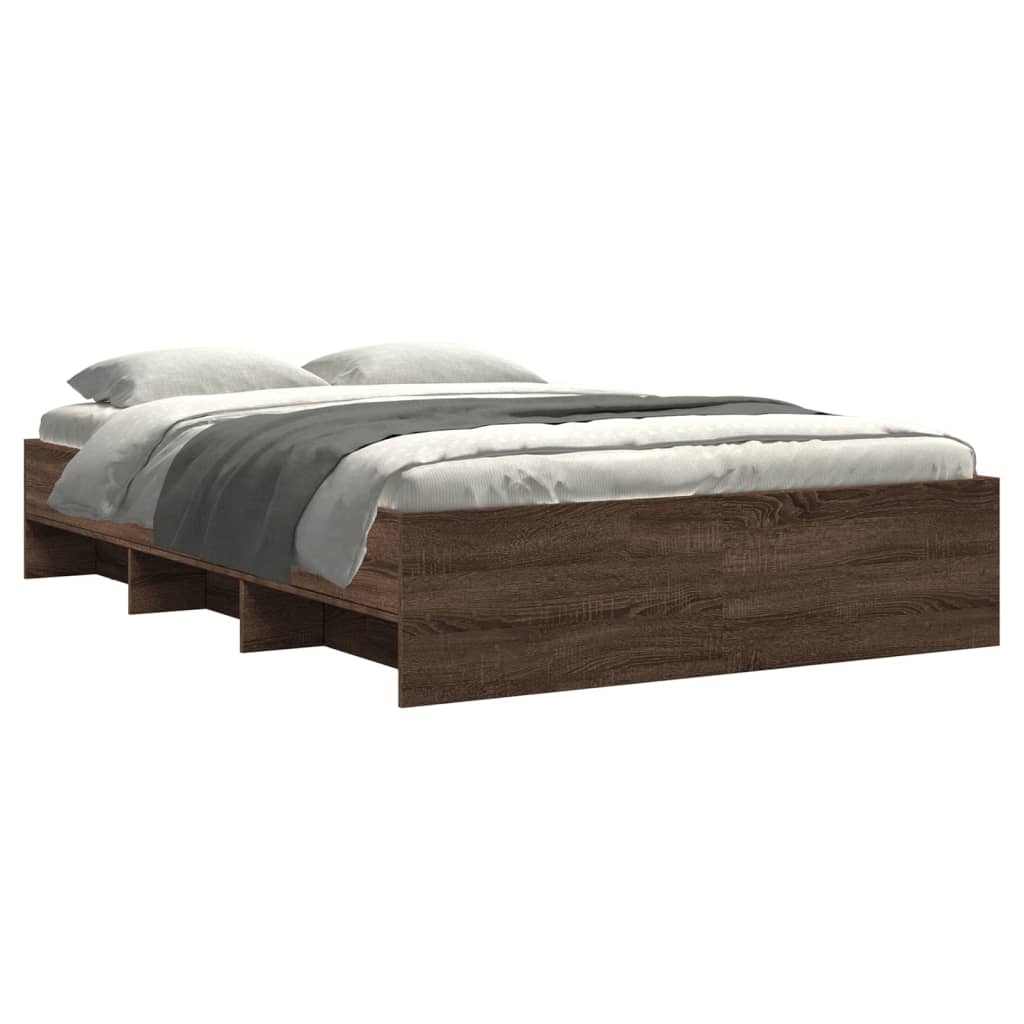 Bed Frame Brown Oak 140x200 cm Engineered Wood