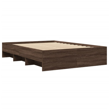 Bed Frame Brown Oak 140x200 cm Engineered Wood