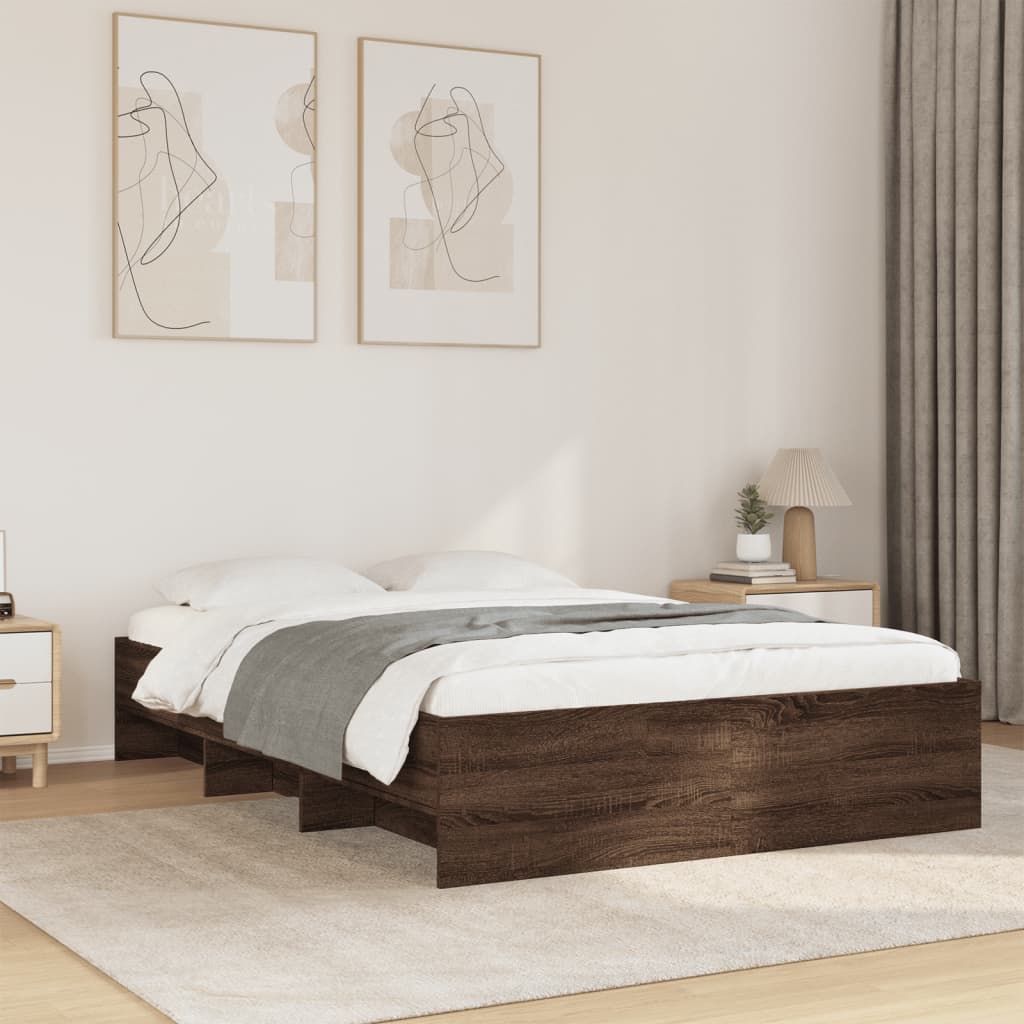 Bed Frame Brown Oak 120x200 cm Engineered Wood