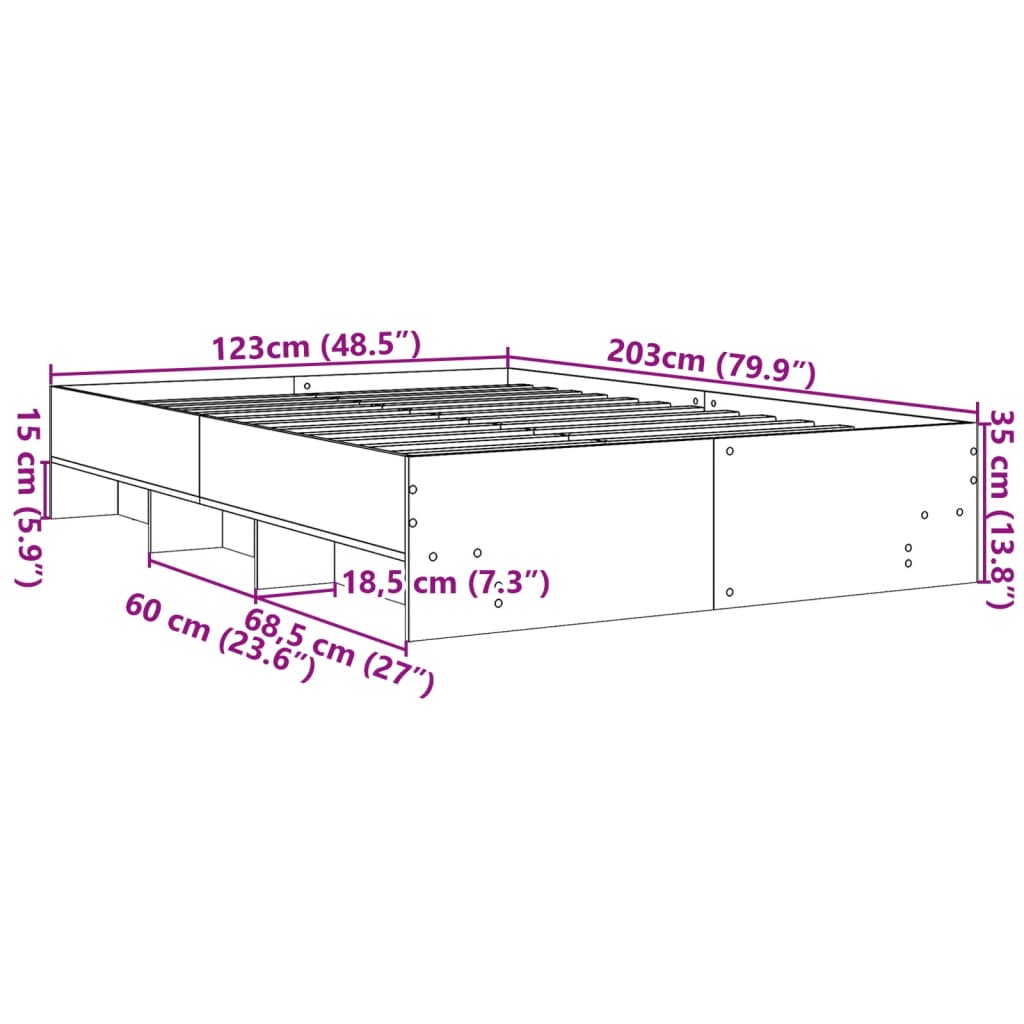 Bed Frame Brown Oak 120x200 cm Engineered Wood