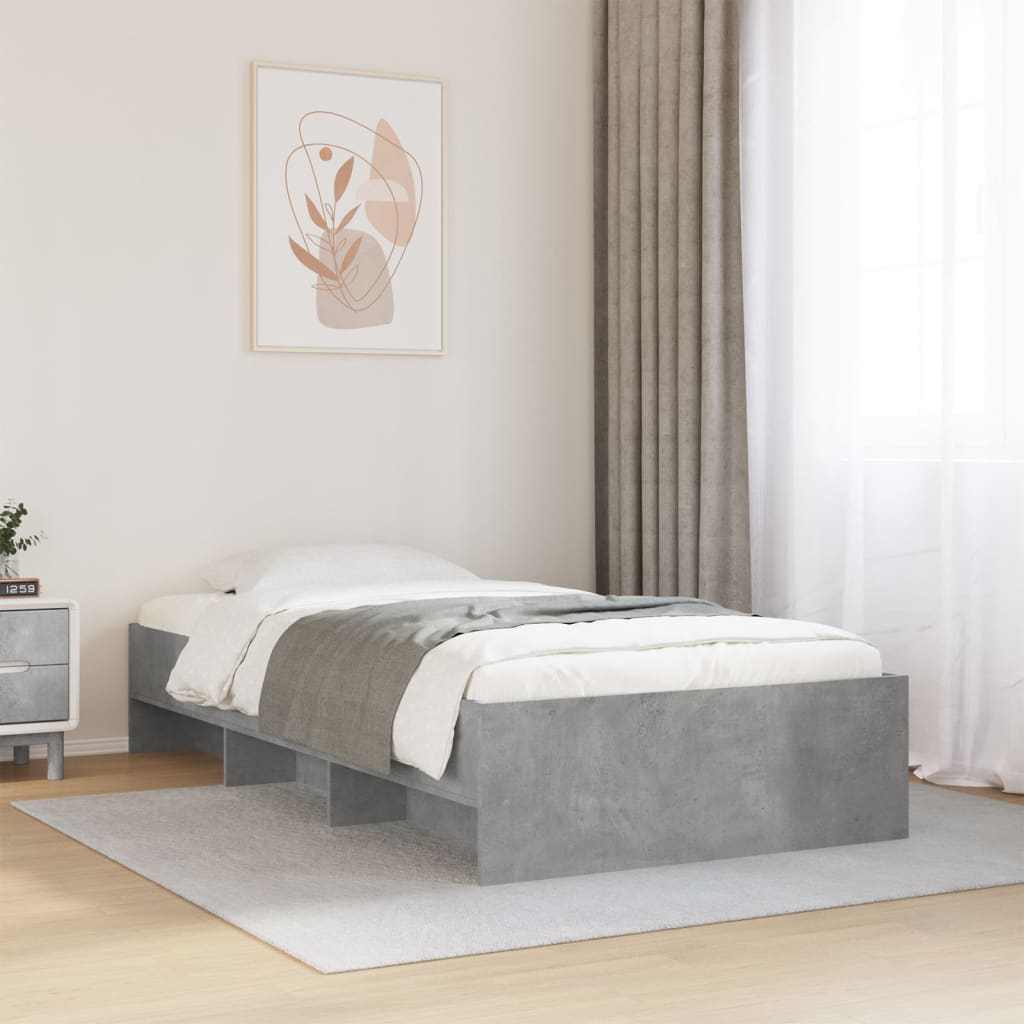 Bed Frame Concrete Grey 100x200 cm Engineered Wood