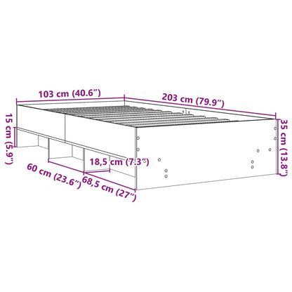 Bed Frame Concrete Grey 100x200 cm Engineered Wood