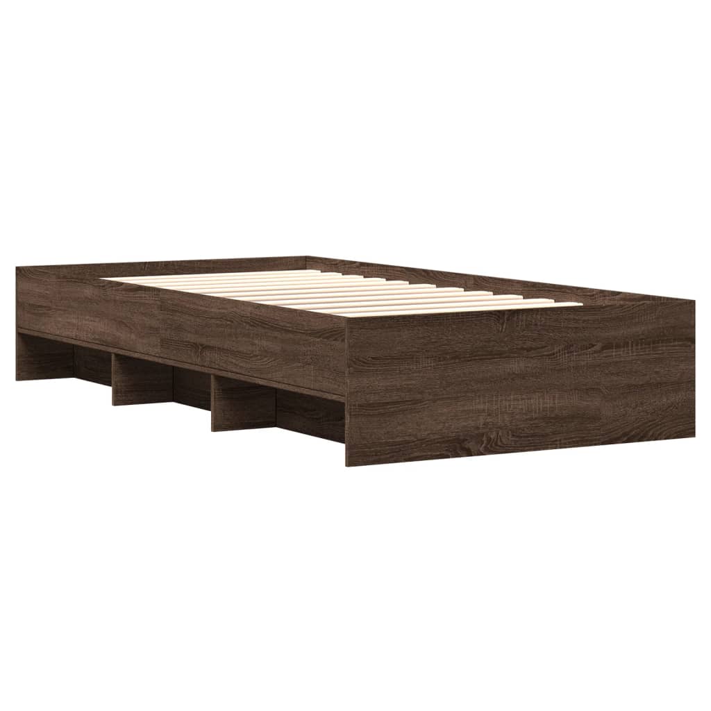 Bed Frame Brown Oak 100x200 cm Engineered Wood