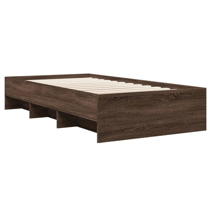 Bed Frame Brown Oak 100x200 cm Engineered Wood