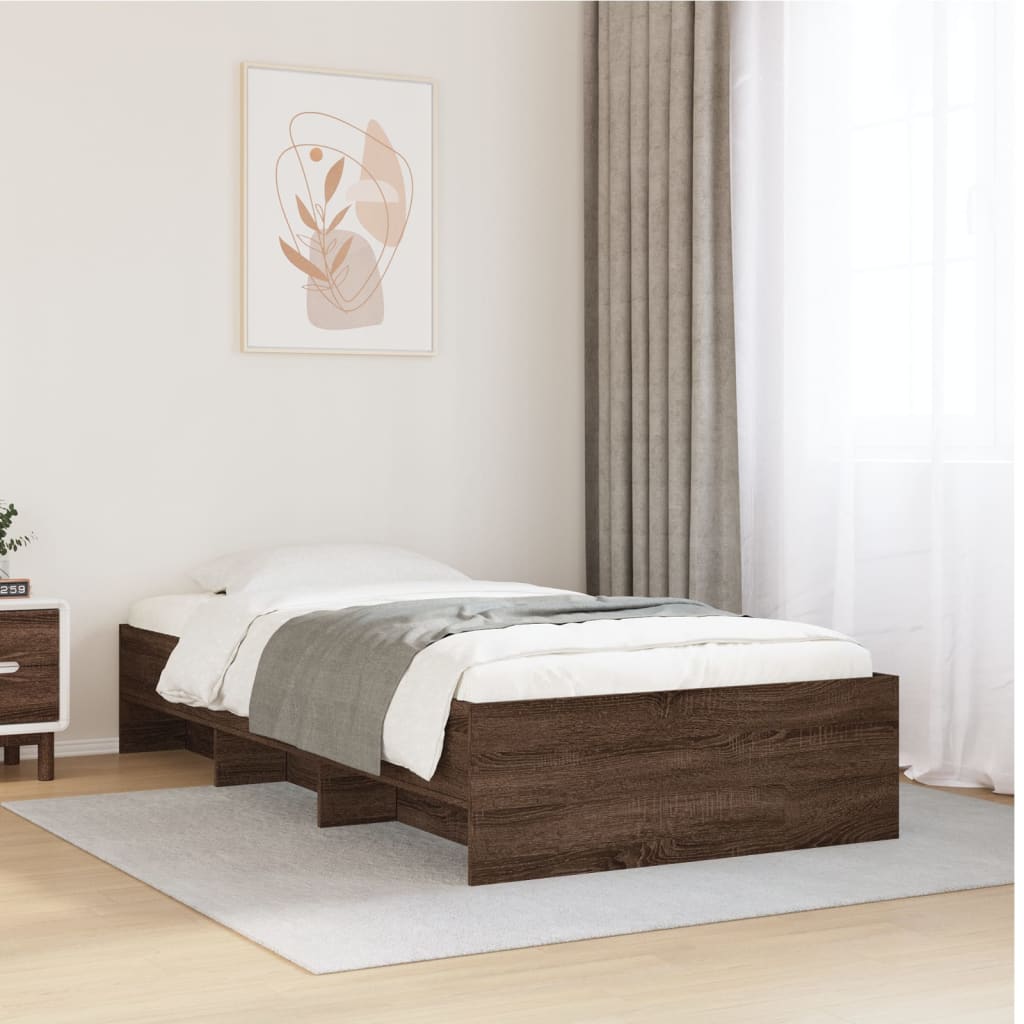 Bed Frame Brown Oak 100x200 cm Engineered Wood