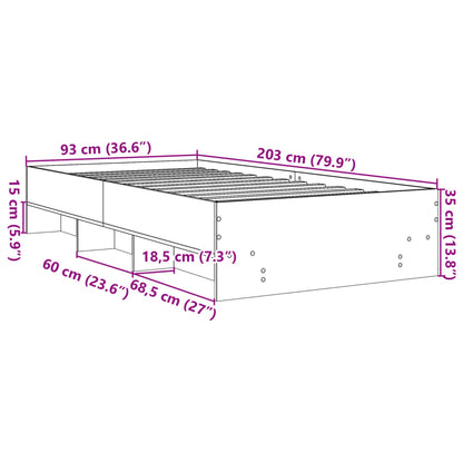 Bed Frame White 90x200 cm Engineered Wood