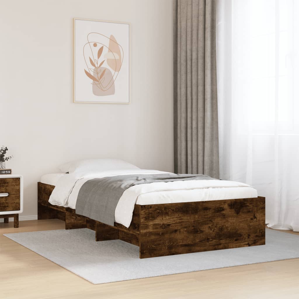 Bed Frame without Mattress Smoked Oak 90x200 cm Engineered Wood