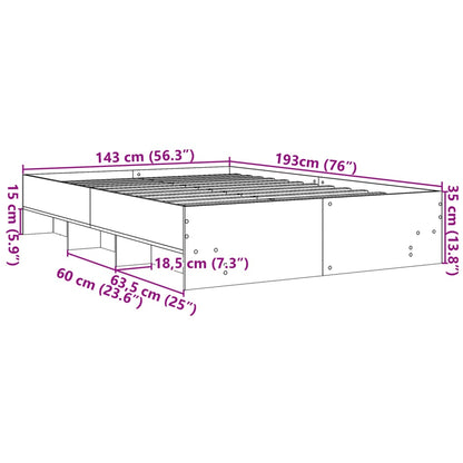 Bed Frame Concrete Grey 140x190 cm Engineered Wood