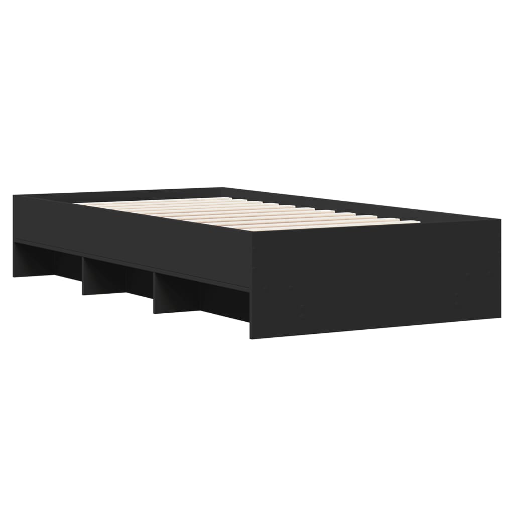 Bed Frame without Mattress Black 90x190 cm Single Engineered Wood