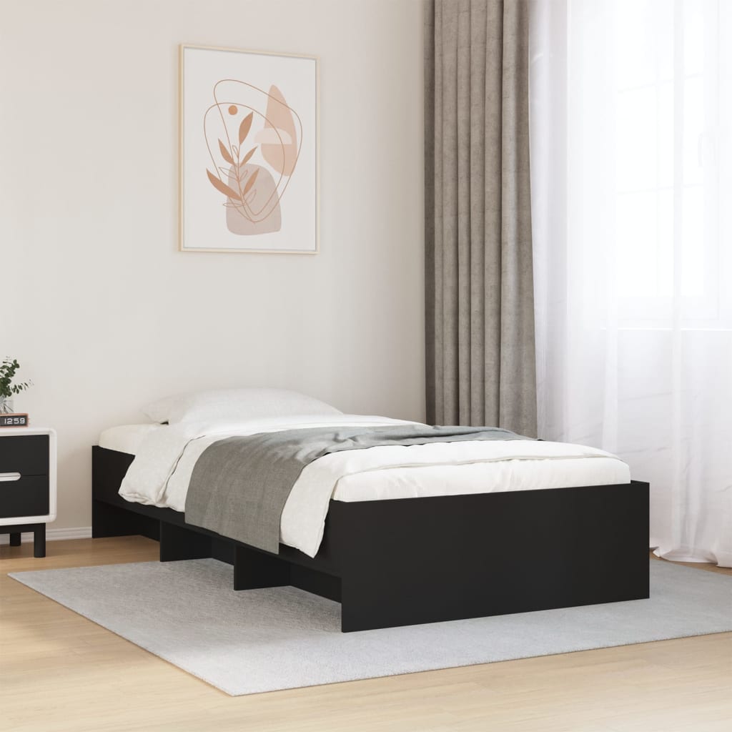 Bed Frame without Mattress Black 90x190 cm Single Engineered Wood