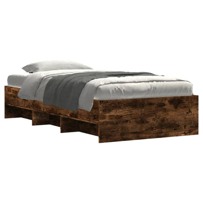 Bed Frame without Mattress Smoked Oak 75x190 cm Small Single Engineered Wood