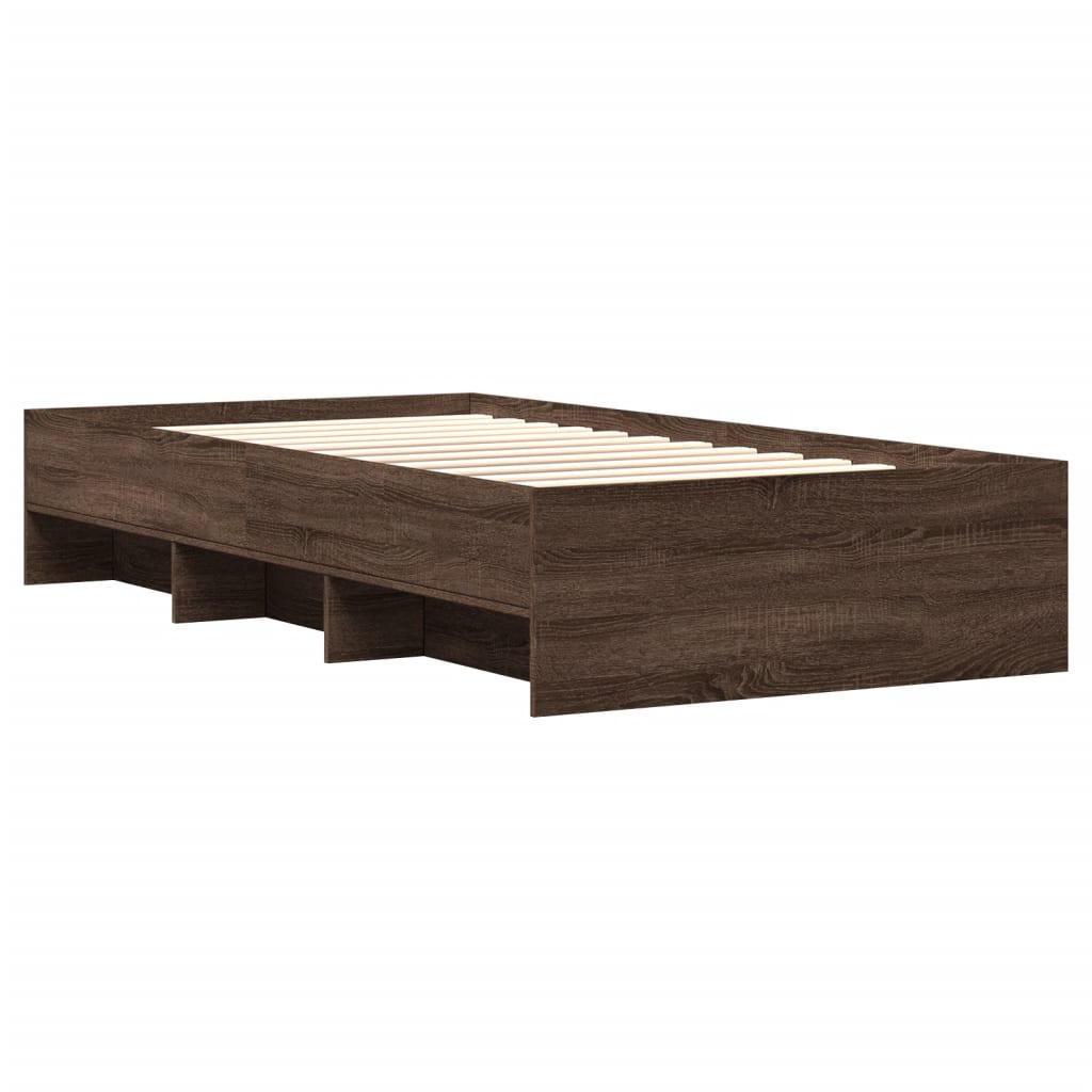 Bed Frame without Mattress Brown Oak 75x190 cm Small Single Engineered Wood