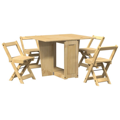 5 Piece Butterfly Dining Set Corona Foldable Wax Brown Pinewood