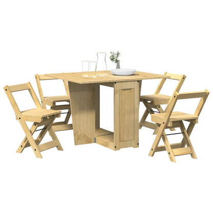 5 Piece Butterfly Dining Set Corona Foldable Wax Brown Pinewood