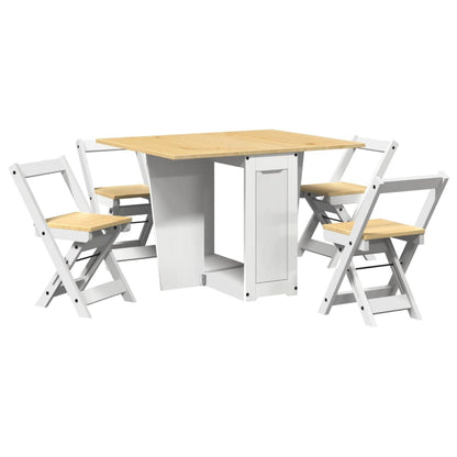 5 Piece Butterfly Dining Set Corona Foldable White Pinewood