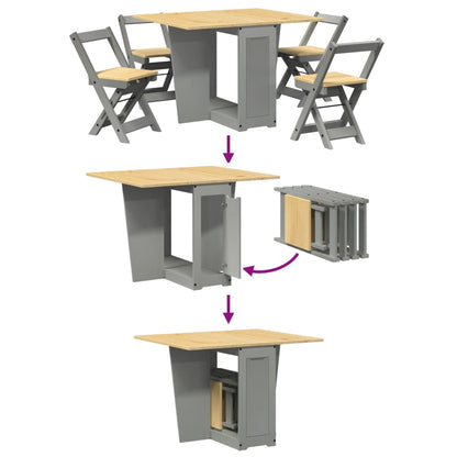 5 Piece Butterfly Dining Set Corona Foldable Grey Pinewood