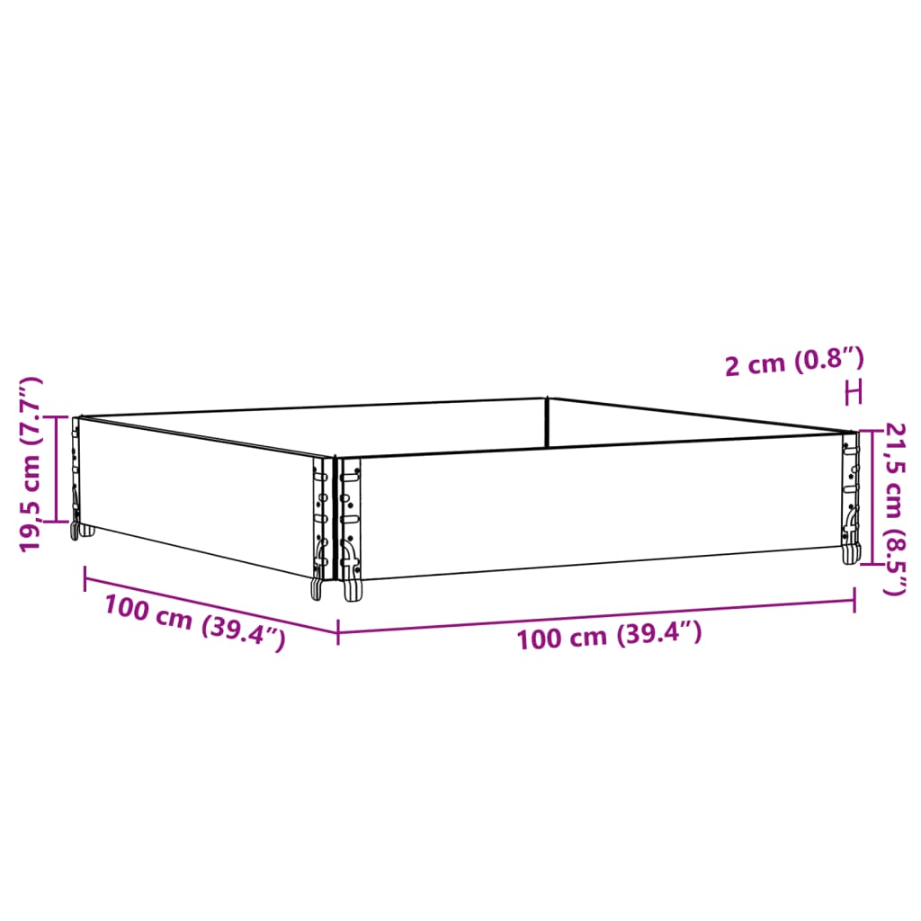 Pallet Collar Grey 100x100 cm Solid Wood Pine