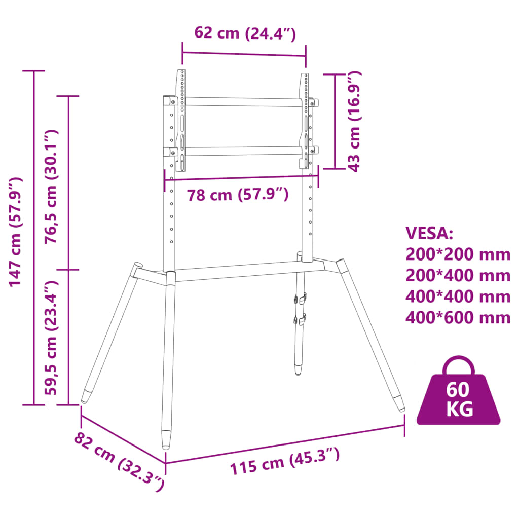 Easel TV Stand for 37-86 Inch Screen Max VESA 400x600 mm 60 kg