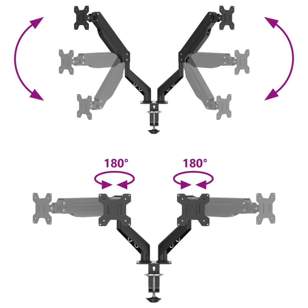 Dual Monitor Arm for Max 27 Inch Screen VESA 75/100 mm 20 kg