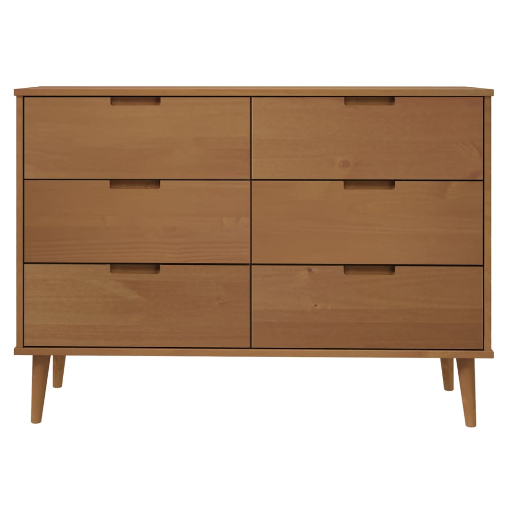 Drawer Cabinet MOLDE Brown 113x40x80 cm Solid Wood Pine