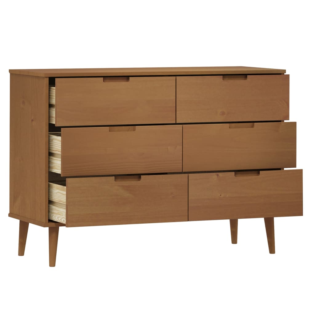 Drawer Cabinet MOLDE Brown 113x40x80 cm Solid Wood Pine