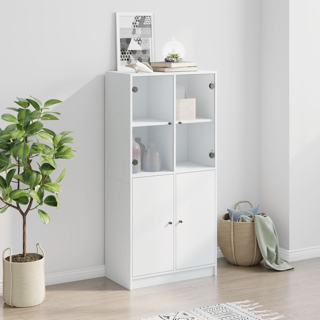 Highboard with Doors White 68x37x142 cm Engineered Wood