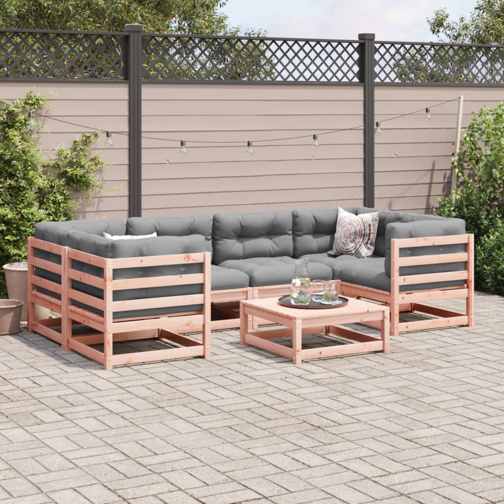 7 Piece Garden Sofa Set with Cushions Solid Wood Douglas Fir