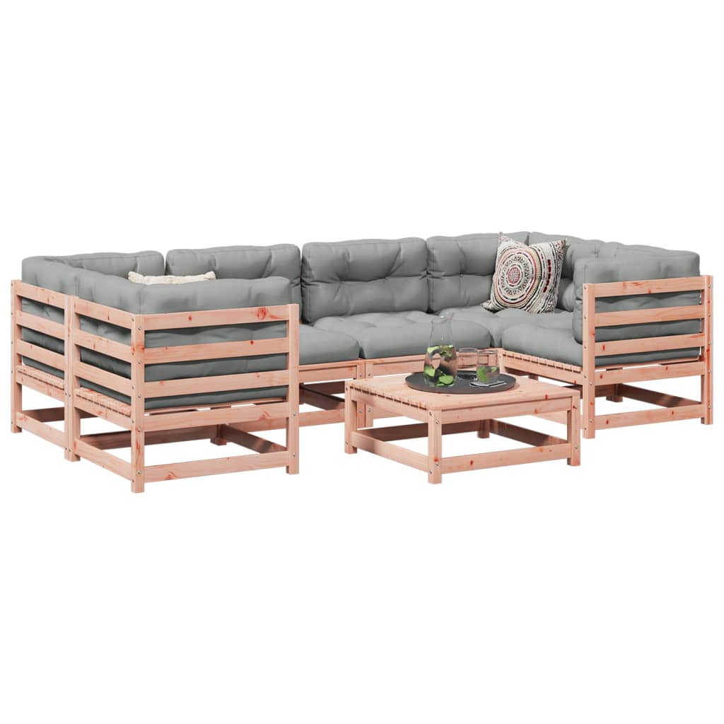 7 Piece Garden Sofa Set with Cushions Solid Wood Douglas Fir