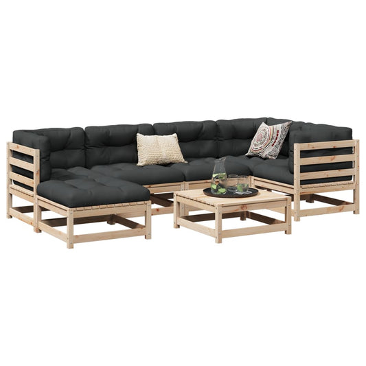 7 Piece Garden Sofa Set Solid Wood Pine