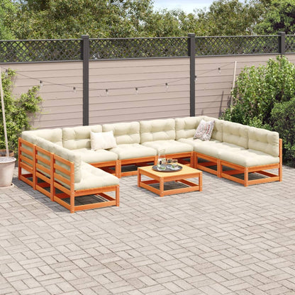 10 Piece Garden Sofa Set Wax Brown Solid Wood Pine