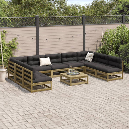 10 Piece Garden Sofa Set Impregnated Wood Pine