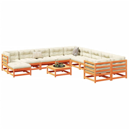 12 Piece Garden Sofa Set  Wax Brown Solid Wood Pine