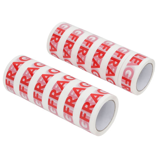 Packaging Tape 12 pcs FRAGILE Printed White 48 mm x 66 m