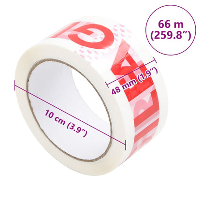 Packaging Tape 12 pcs FRAGILE Printed White 48 mm x 66 m