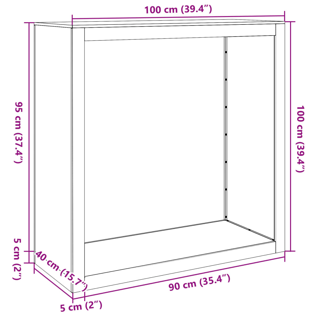 Firewood Rack 100x40x100 cm Galvanised Steel