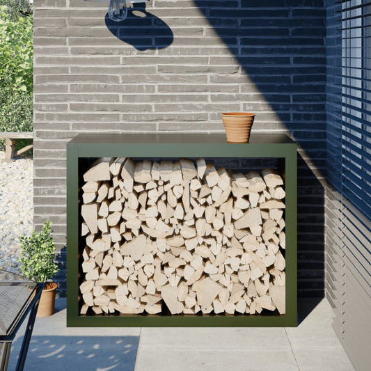 Firewood Rack Green 100x40x80 cm Steel