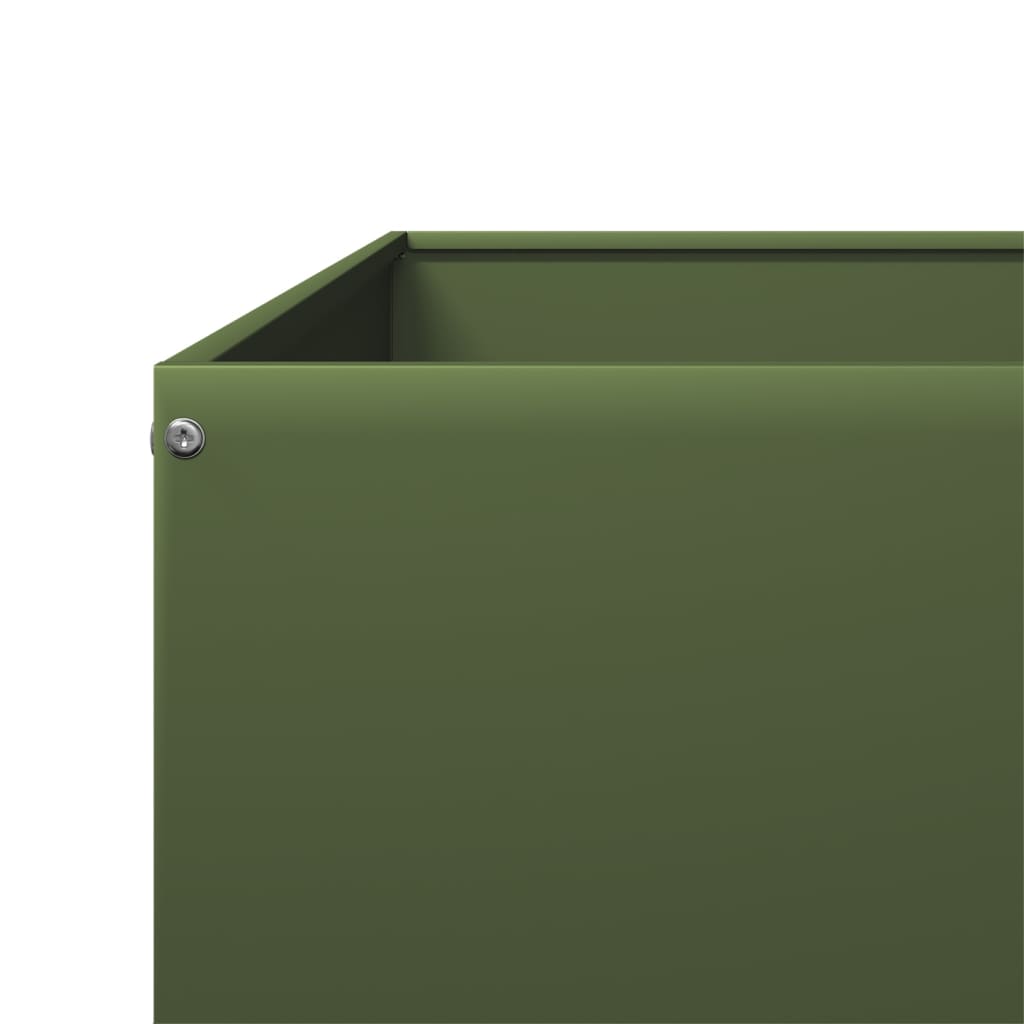 Garden Raised Bed Olive green 100x100x18.5 cm Steel