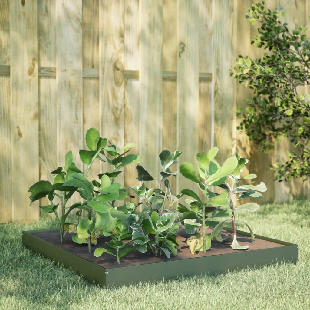 Garden Raised Bed Olive green 100x100x18.5 cm Steel