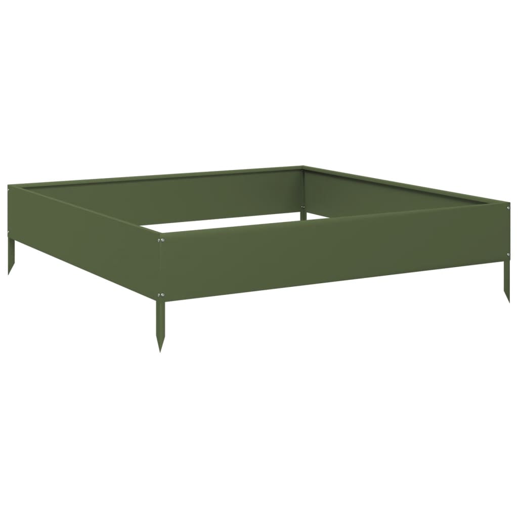 Garden Raised Bed Olive green 100x100x26 cm Steel